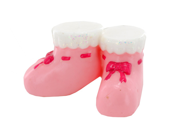 3inch x 2inch pink baby boots candle