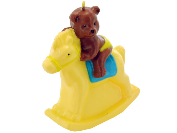 3.5 Inch x 4 Inch Bear On Rocking Horse Candle