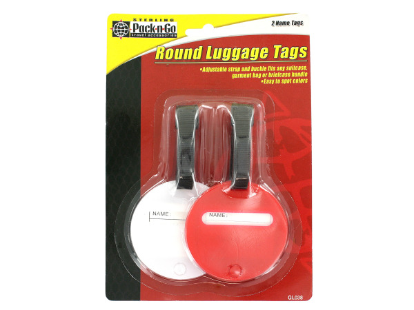 2 Pack round luggage tags