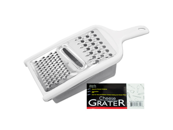 Grater with snap-on container
